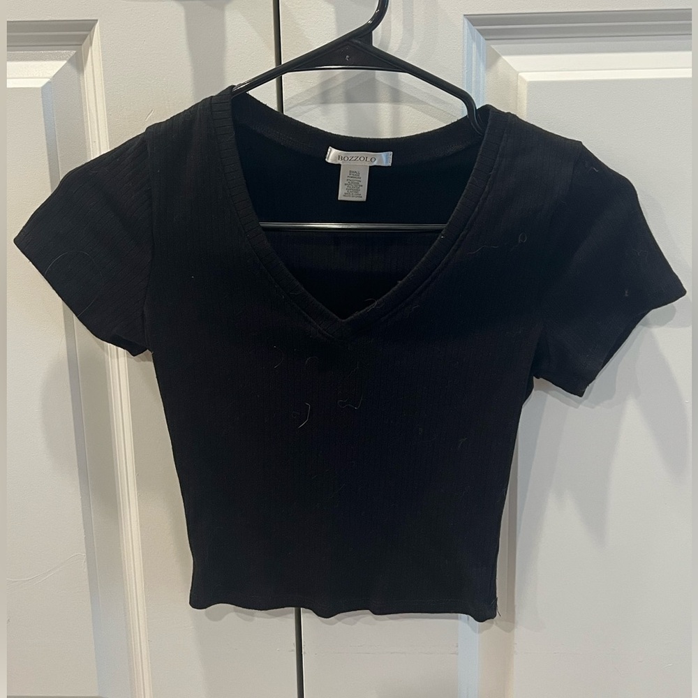 Black V-Neck Crop Top